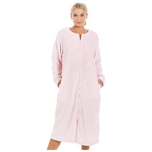 Camille donna supersoft rosa chiaro zip su stampa diamantata housecoat 46-48