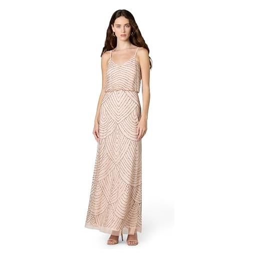 Adrianna Papell lng blouson dress-vestito donna, colore multicoloured (blush/gold), taglia 8 uk (taglia produttore: 36)