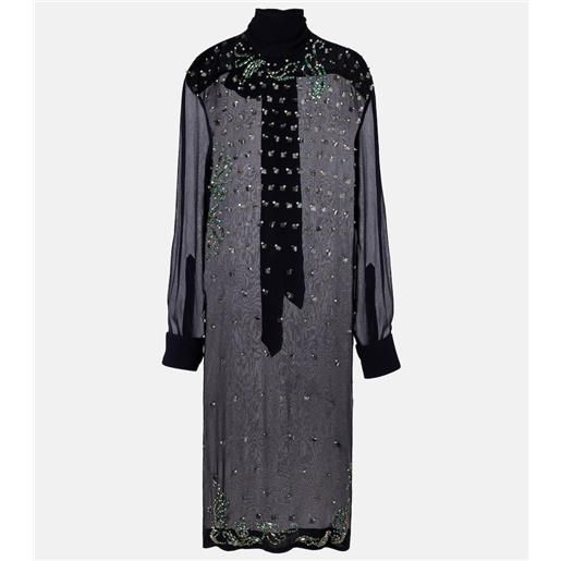 Dries Van Noten abito midi trasparente con decorazioni
