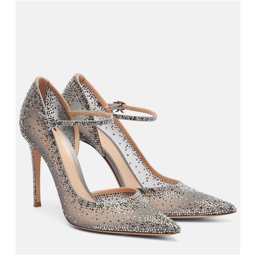 Gianvito Rossi pumps mary jane rania 105 in suede con cristalli