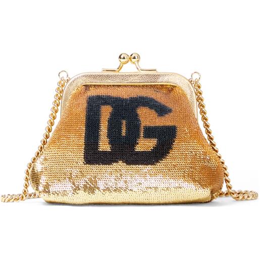 Dolce&Gabbana Kids borsa dg in raso con paillettes