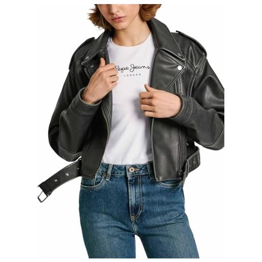 Pepe Jeans amalia giacca da motociclista, nero (black), s donna