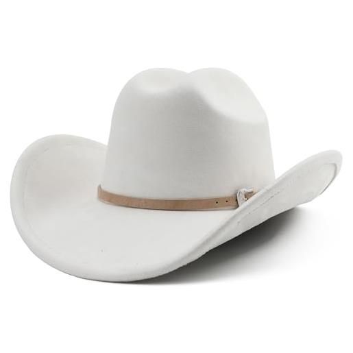 Melesh grande cappello da cowboy per donne e uomini a tesa larga cowgirls beach cattleman western cowboys cappello, avorio, medium