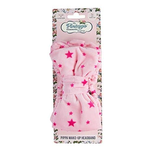 The Vintage Cosmetic Company pippa make up headband, hair hold skin care headband, soft comfortable makeup band, pink star design