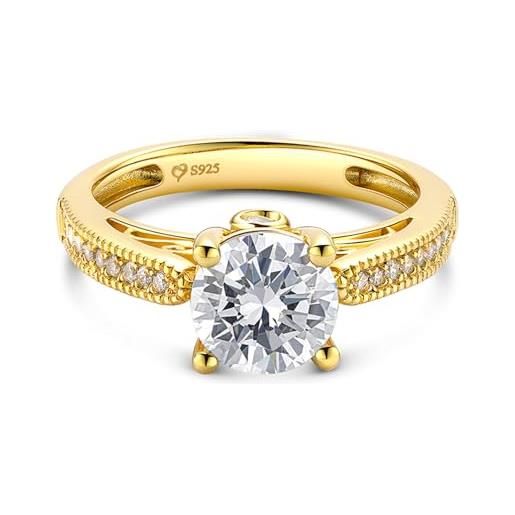 Jeulia anello fidanzamento donna argento 925 moissanite
