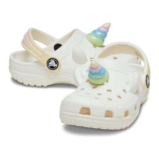 Crocs classic iam rainbow unicorncgt, zoccoli unisex - bambini e ragazzi, chalk, 20/21 eu