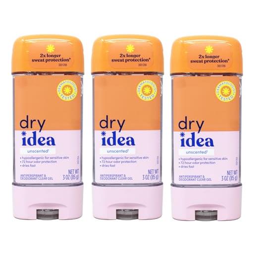 Dry Idea advanced. Dry unscented antiperspirant & deodorant clear gel 3.0fl oz by Dry Idea