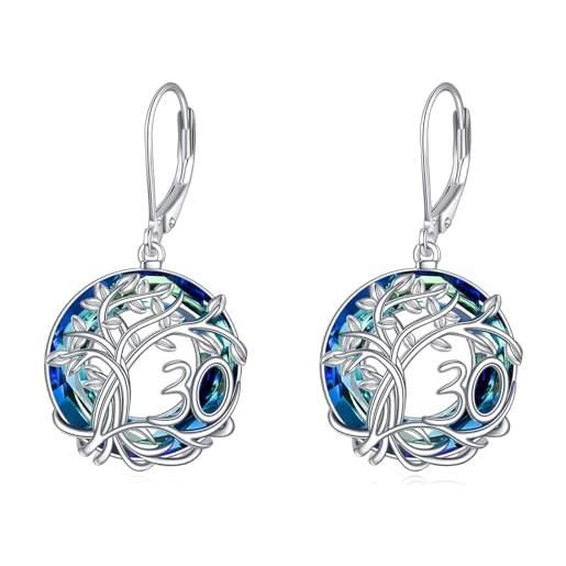 I05 Orecchino Foglia Foglie Di Bambù Con Frange In Argento Sterling 925