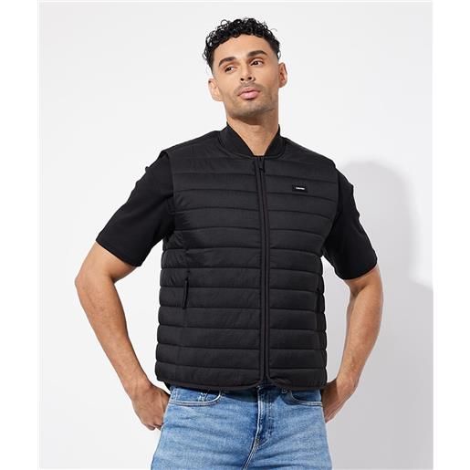 Calvin klein gilet trapuntato crinkle ripigabile nero uomo