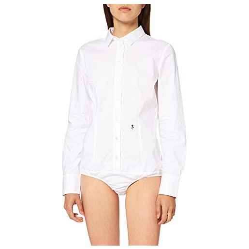 Seidensticker bodybluse langarm slim fit uni bügelfrei blouse, bianco, 38 donna