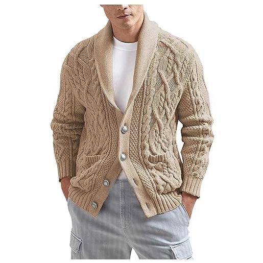 Generisch cappotto heine monocolore cardigan uomo invernale casual cardigan manica lunga con tasche cappotto estivo uomo, bianco, xl