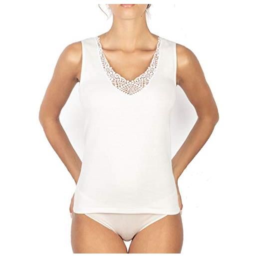 Leable Canottiera Donna Lana E Cotone Spalla Larga Con Forma Seno