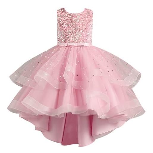 Generisch 2026 fiore ragazza abito da cerimonia nuziale ragazza elegante pizzo battesimo abito da festa abiti a pois ragazza, rosa chiaro. , 8-9 anni
