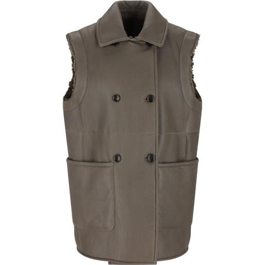 Max Mara cappotto in shearling doppiopetto - verde