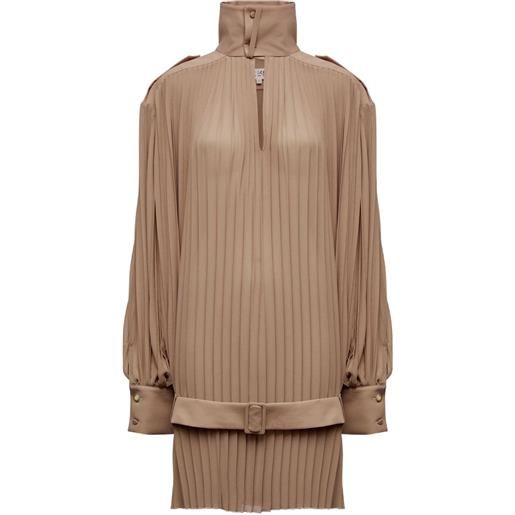 MM6 Maison Margiela abito plissettato a collo alto - toni neutri