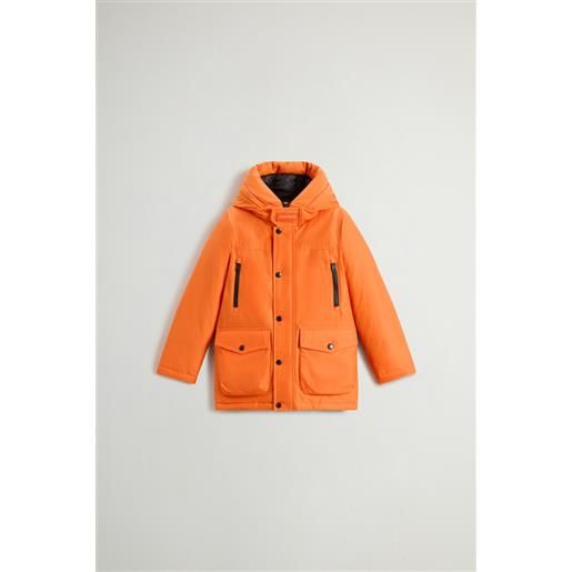 Woolrich arctic parka da bambino in ramar cloth arancione taglia 10