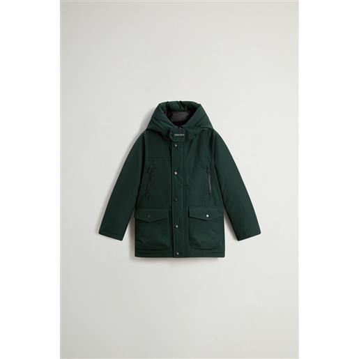 Woolrich arctic parka da bambino in ramar cloth verde taglia 12