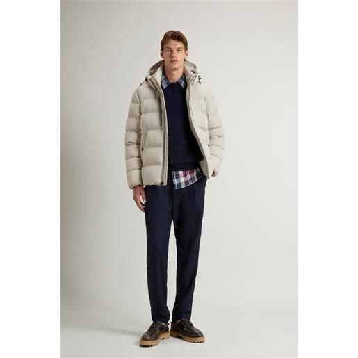 Woolrich uomo piumino in nylon elasticizzato con finitura opaca grigio taglia xs
