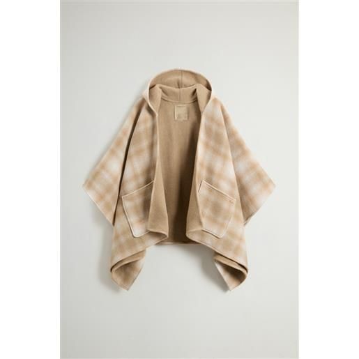 Woolrich donna mantella con cappuccio in misto lana beige taglia one