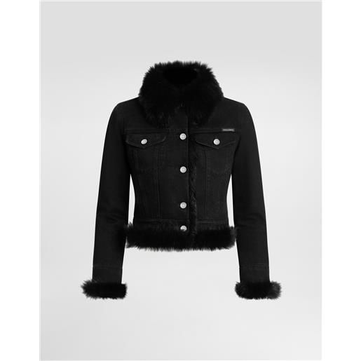 Dolce & Gabbana giubbotto in denim foderato con pelliccia