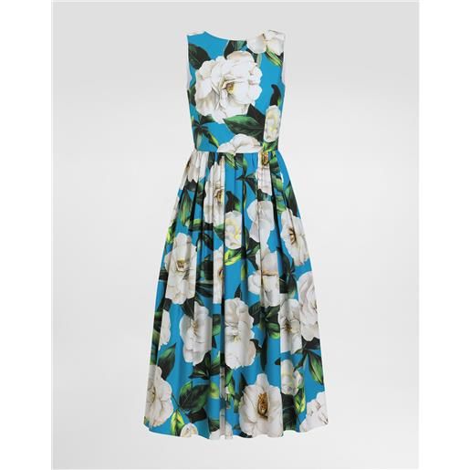Dolce & Gabbana abito longuette a bambola in cotone stampa gardenia