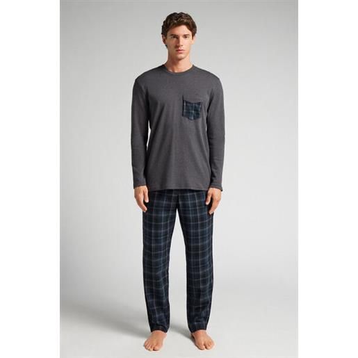 Intimissimi pigiama lungo in cotone stampa check naturale