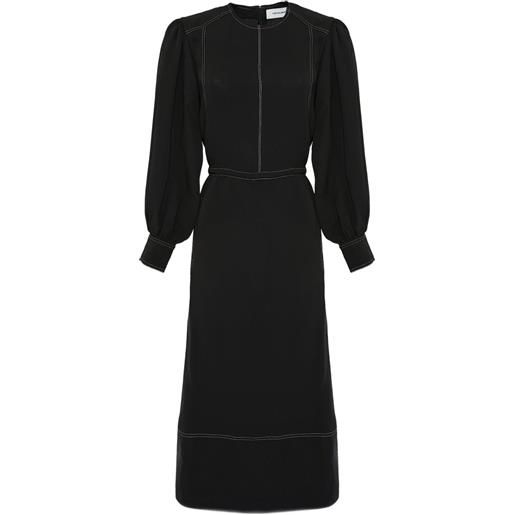 Yves Salomon abito midi con coulisse - nero