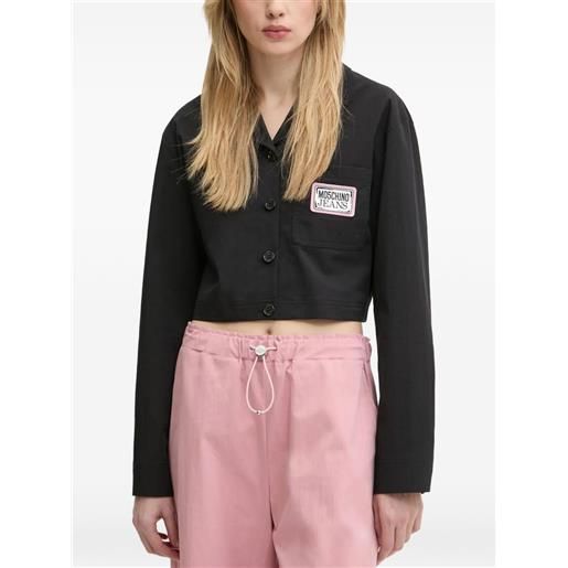 MOSCHINO JEANS camicia con applicazione logo - nero