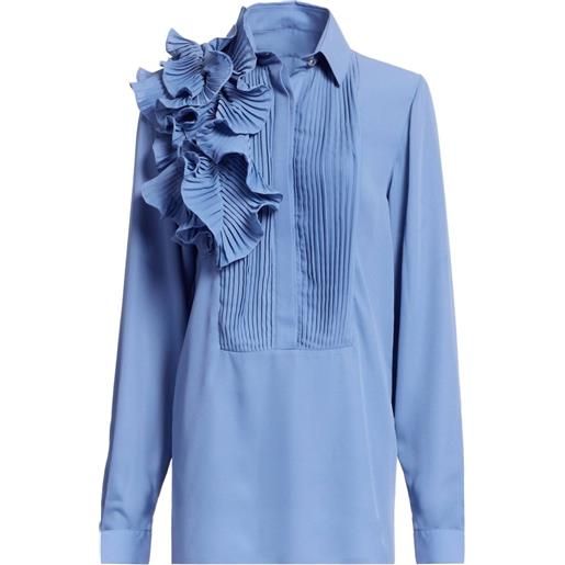 Elie Saab camicia con ruches - orient blue
