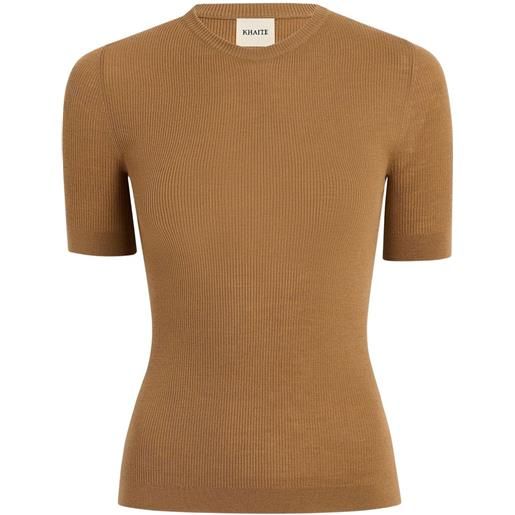 KHAITE t-shirt celina a coste - marrone