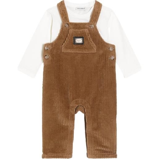 Dolce & Gabbana Kids set salopette a coste - marrone