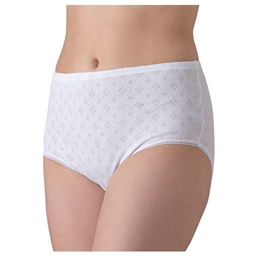 Felis confezione da 6 culotte donna classica a vita alta cotone disegno a traforo con bordo e pizzo, traspiranti e comode, persone anziane, sgambate, taglie forti