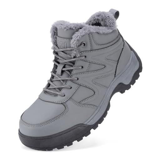 Moudn stivali da neve invernali da donna caldi stivaletti da esterno leggeri a metà polpaccio alla moda in pelliccia sintetica