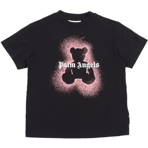 PALM ANGELS KIDS pa spray bear reg tee s/s black - antiqu