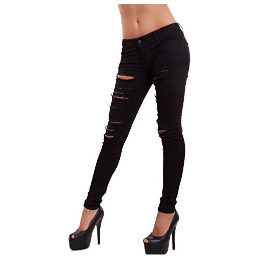 Toocool jeans donna pantaloni strappi skinny elastici slim aderenti sexy nuovi g-5197-2 [xl, nero]