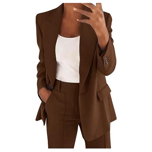 Fulidngzg completi donna eleganti, cerimonia elastic primaverile autunno tailleur pantalone taglie forti curvy 2 pezzi completo maniche lunghe pantaloni e giacca completi blazer giacca e pantalone tailleur