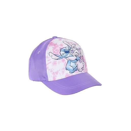 Disney stitch cappellino da sole per bambini e bambine, estivo, protezione solare, da baseball, a partire dai 3 anni, regolabile, lilla. , 54