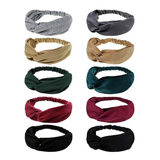 DRESHOW 10 pezzi fascia per capelli annata fiore stampato criss cross annodato fascia elastica turbante fasce yoga testa contorta carino accessori capelli per donna e ragazza