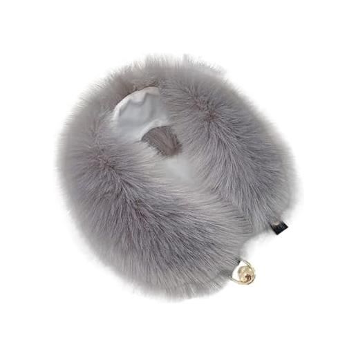 Asudaro collo di pelliccia, Asudaro 53cm collo in pelliccia sintetica da donna invernale, sciarpa in finta pelliccia di volpe, sciarpa con collo in pelliccia, sciarpa in pile spesso, collo in pelliccia con fibbia
