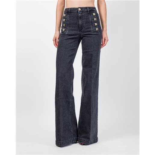 VICOLO jeans palazzo nero con bottoni dorati - giudith - VICOLO