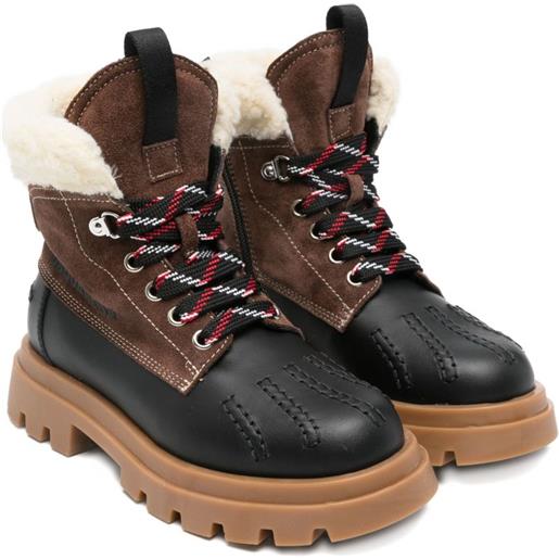 DSQUARED2 KIDS stivali stringati in shearling sintetico - marrone