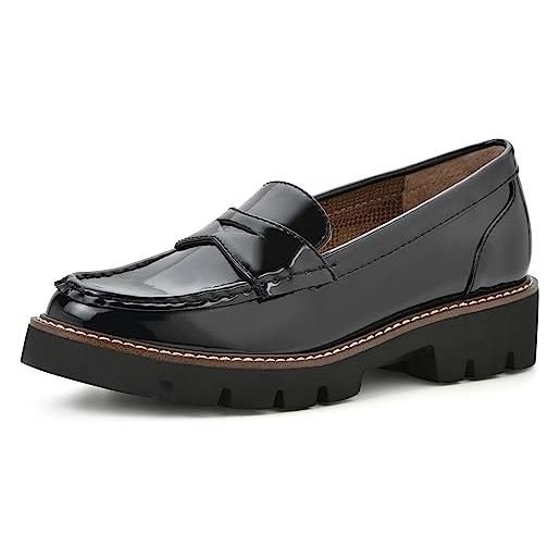 White mountain scarpe donna gunner penny mocassino, nero/vernice, 41 eu