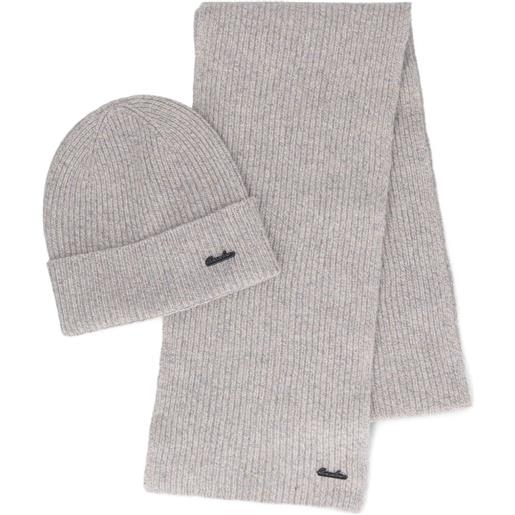 Borsalino set sciarpa e berretto in lana vergine - grigio