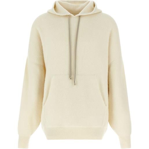 Rick Owens felpa hun con cappuccio e tasca a marsupio - bianco