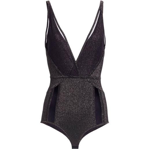 Elie Saab body con effetto metallizzato - nero