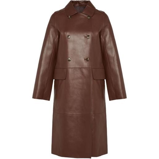 Yves Salomon trench doppiopetto in pelle - rosso