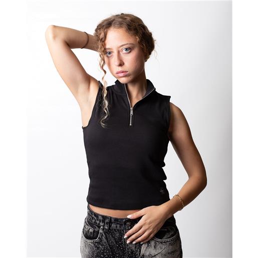 Calvin Klein top Calvin Klein jeans in costina con mezza zip donna