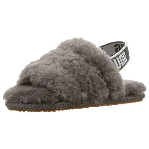 UGG fluff yeah slide, pantofole unisex - bambini e ragazzi, charcoal, 22 eu