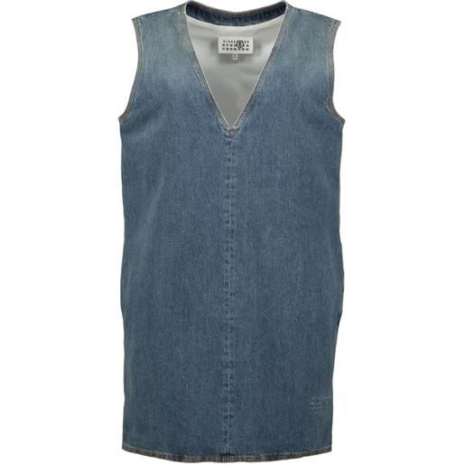 MM6 Maison Margiela abito corto denim con scollo a v - blu