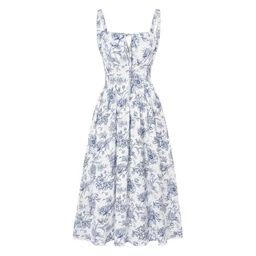 SCARLET DARKNESS abito midi rinascimentale da donna estivo con allacciatura vestito prendisole smock fiori viola xl